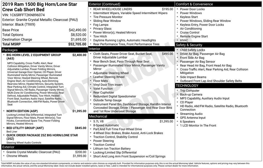 2019 RAM 1500 Big Horn/Lone Star North Edition