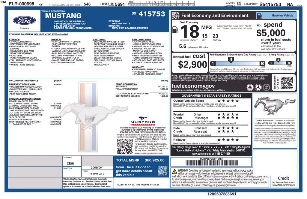 2025 Ford Mustang GT Premium California Special