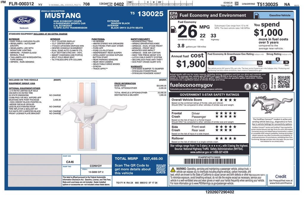 2026 Ford Mustang EcoBoost Nite Pony