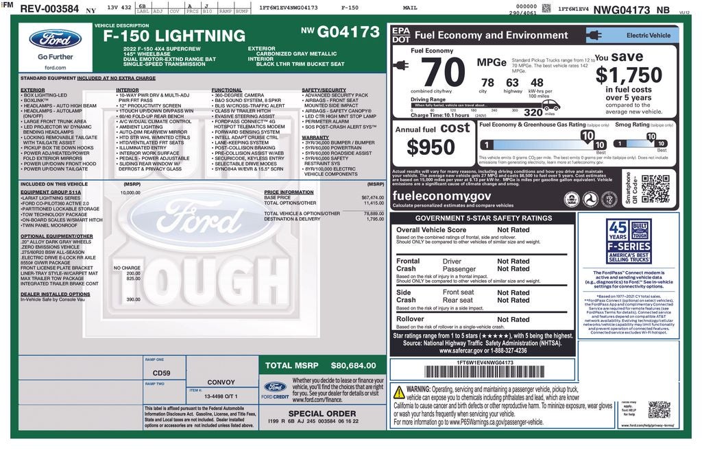 2022 Ford F-150 Lightning Lariat 5-1/2' Box