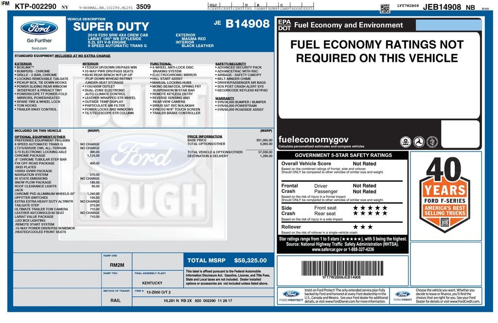 2018 Ford F-250SD Lariat 6-3/4' Box