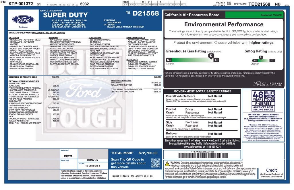 2026 Ford F-250SD Lariat 6-3/4' Box