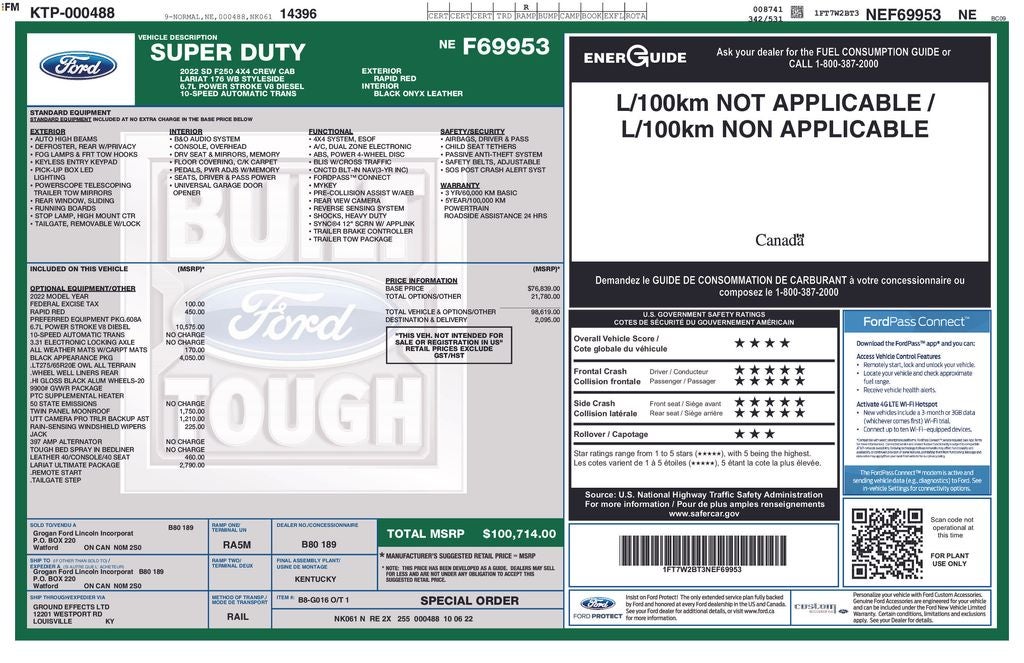 2022 Ford F-250SD Lariat Sport 8' Box