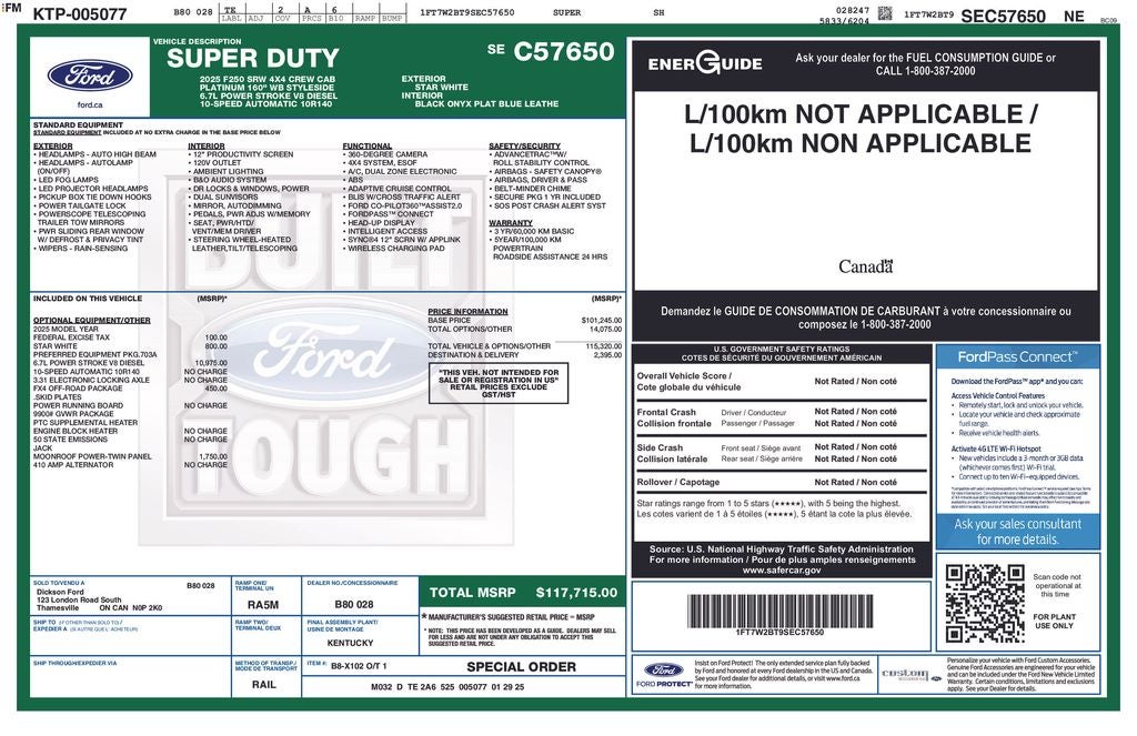 2025 Ford F-250SD Platinum 6-3/4' Box