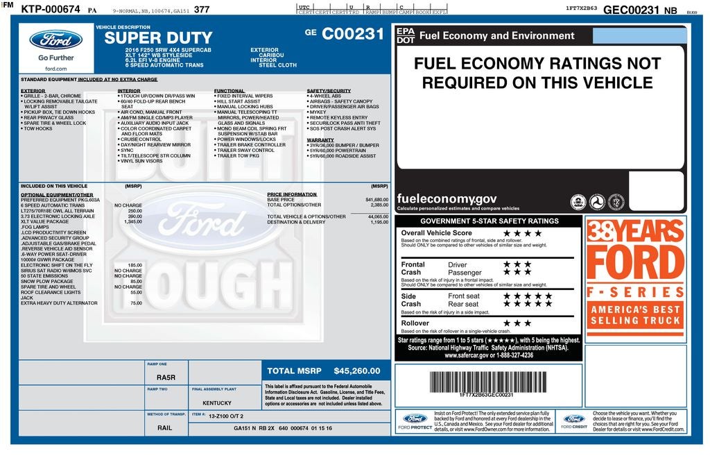 2016 Ford F-250SD XLT 6-3/4' Box