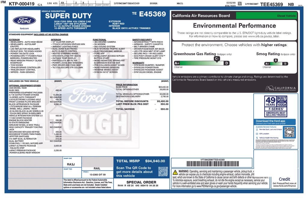 2026 Ford F-250SD Lariat Rocky Ridge 6-3/4' Box