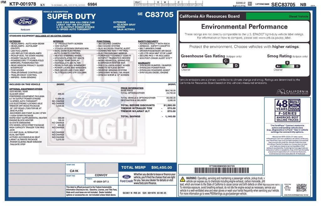 2025 Ford F-250SD Lariat Tremor Off-Road 6-3/4' Box