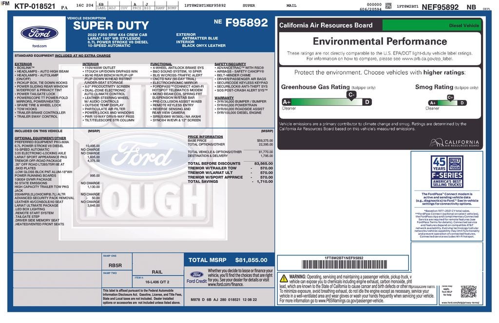 2022 Ford F-250SD Lariat Sport 6-3/4' Box