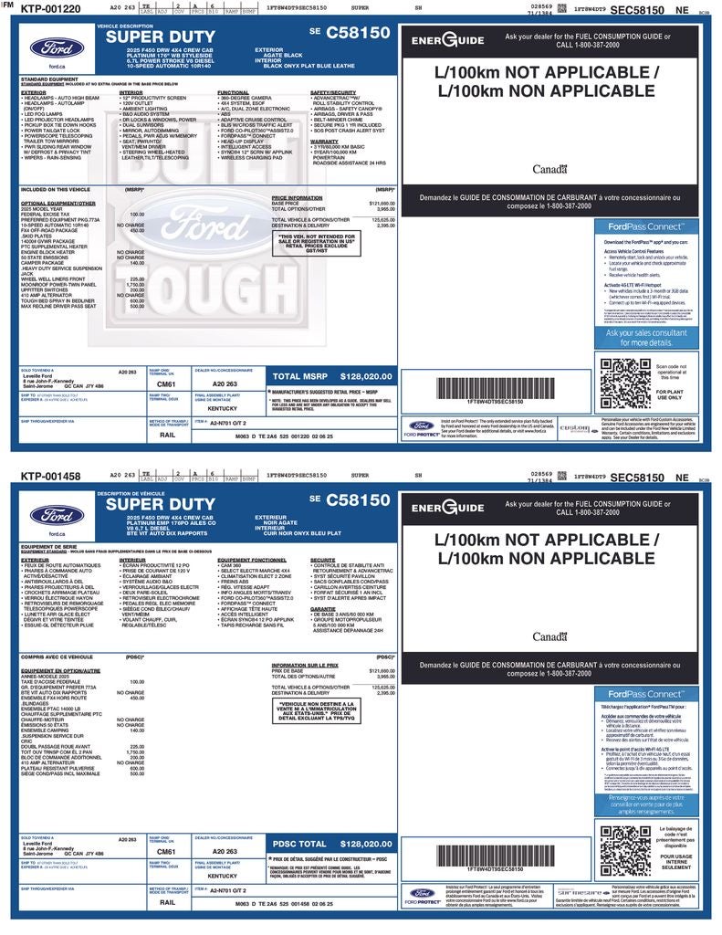 2025 Ford F-450SD Platinum DRW 8' Box