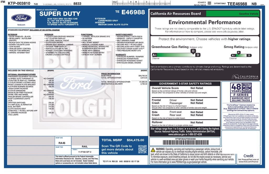 2026 Ford F-250SD XL 8' Box