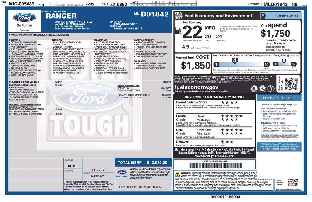 2021 Ford Ranger Lariat