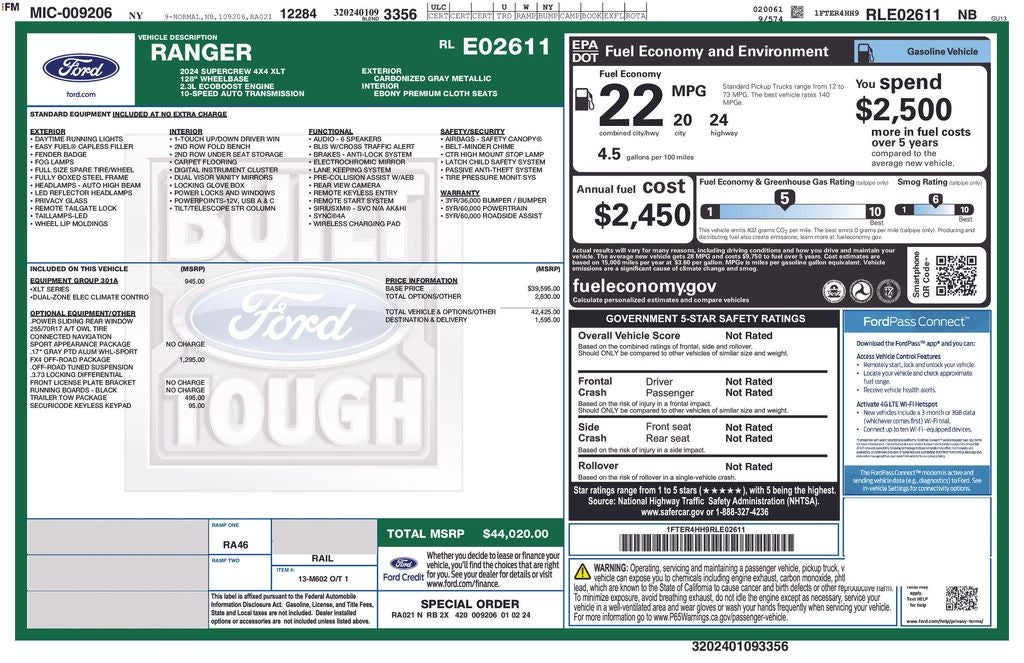 2024 Ford Ranger XLT FX4 Sport