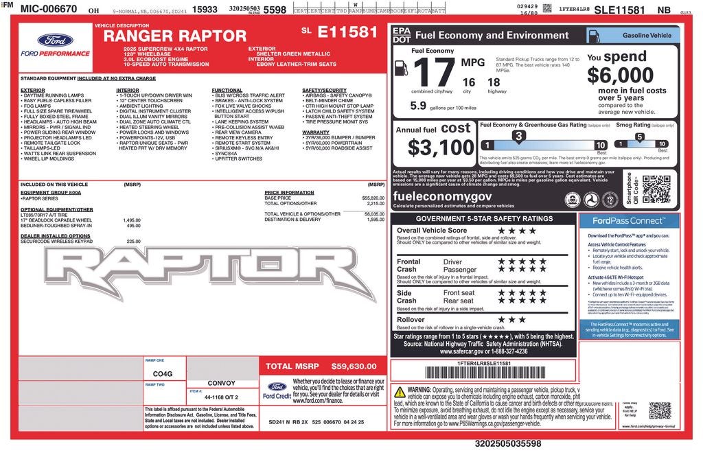 2025 Ford Ranger Raptor