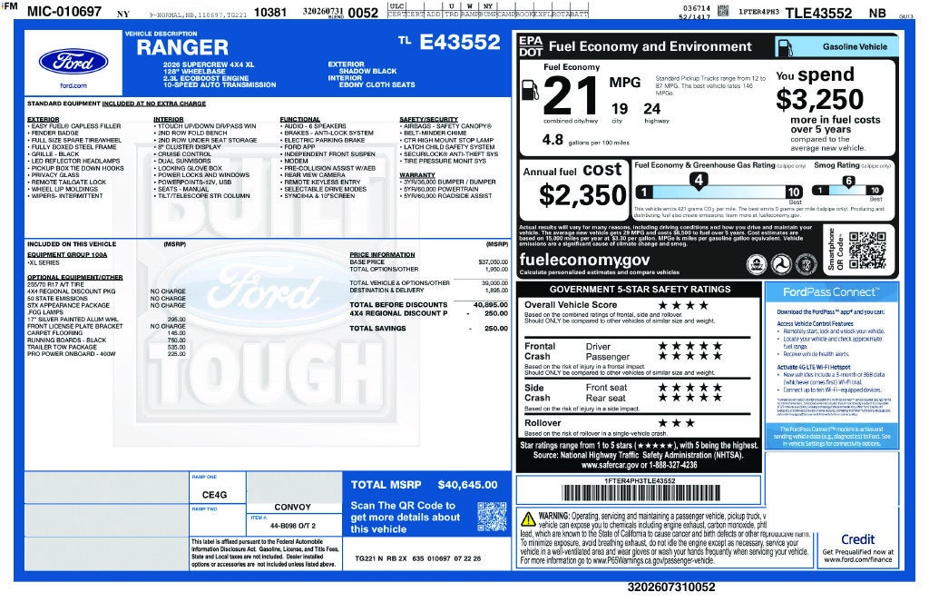 2026 Ford Ranger XL STX