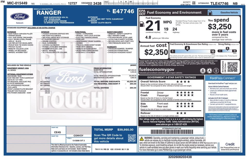 2026 Ford Ranger XL STX