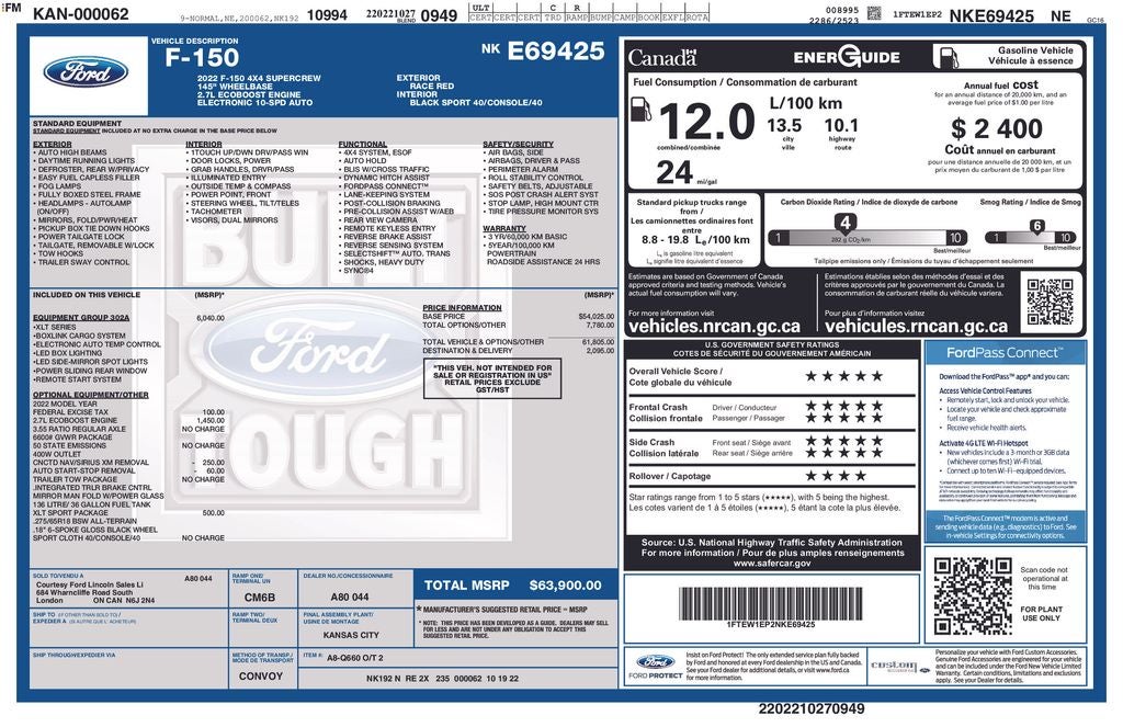 2022 Ford F-150 XLT Sport 5-1/2' Box