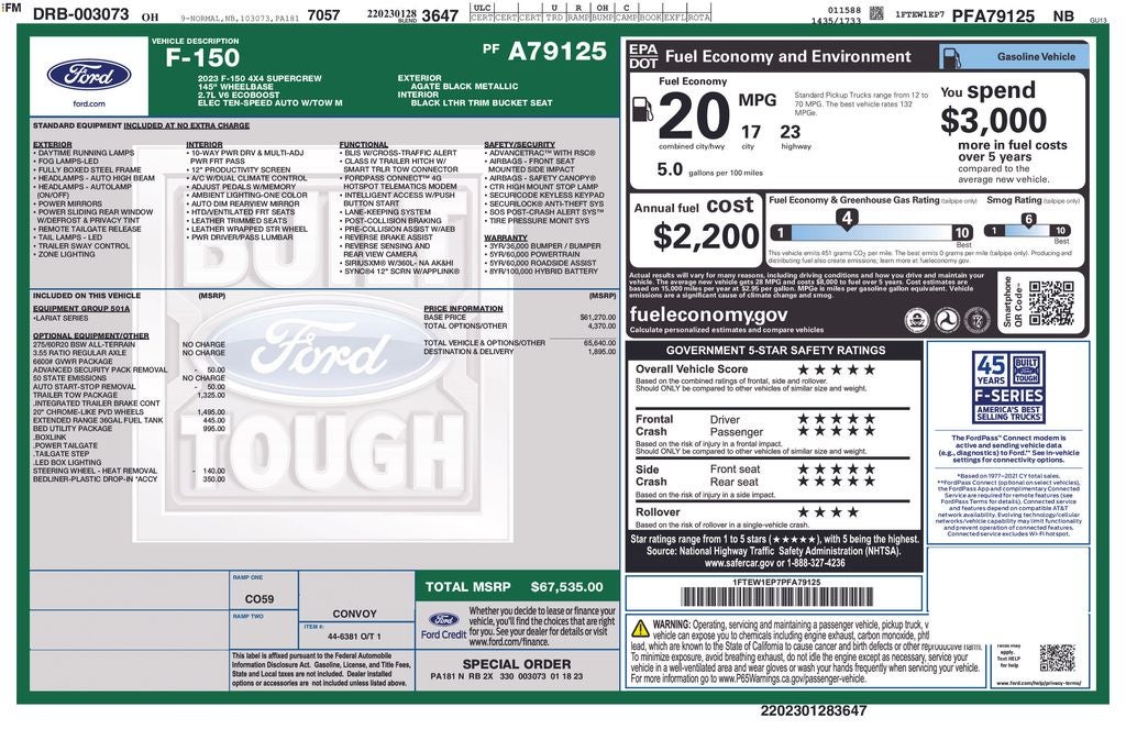 2023 Ford F-150 Lariat 5-1/2' Box