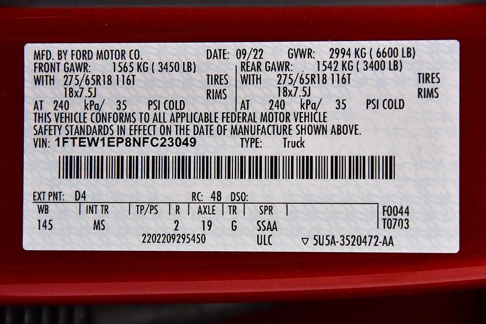 2022 Ford F-150 XLT 5-1/2' Box