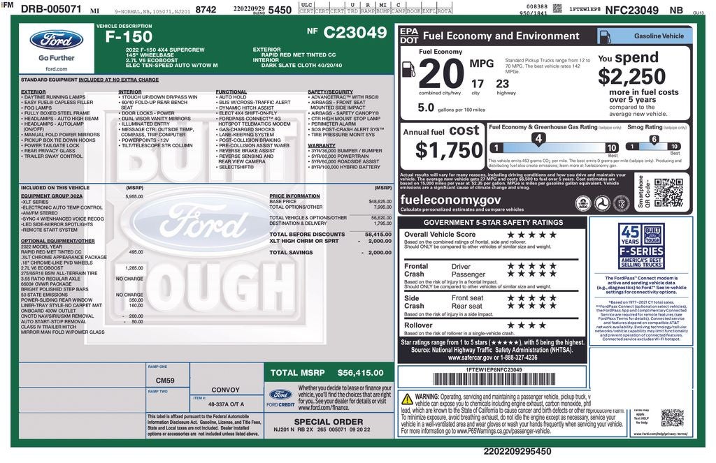 2022 Ford F-150 XLT 5-1/2' Box