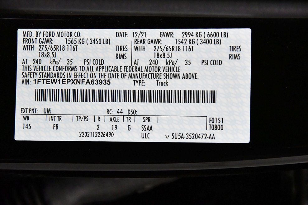 2022 Ford F-150 XLT Sport 5-1/2' Box