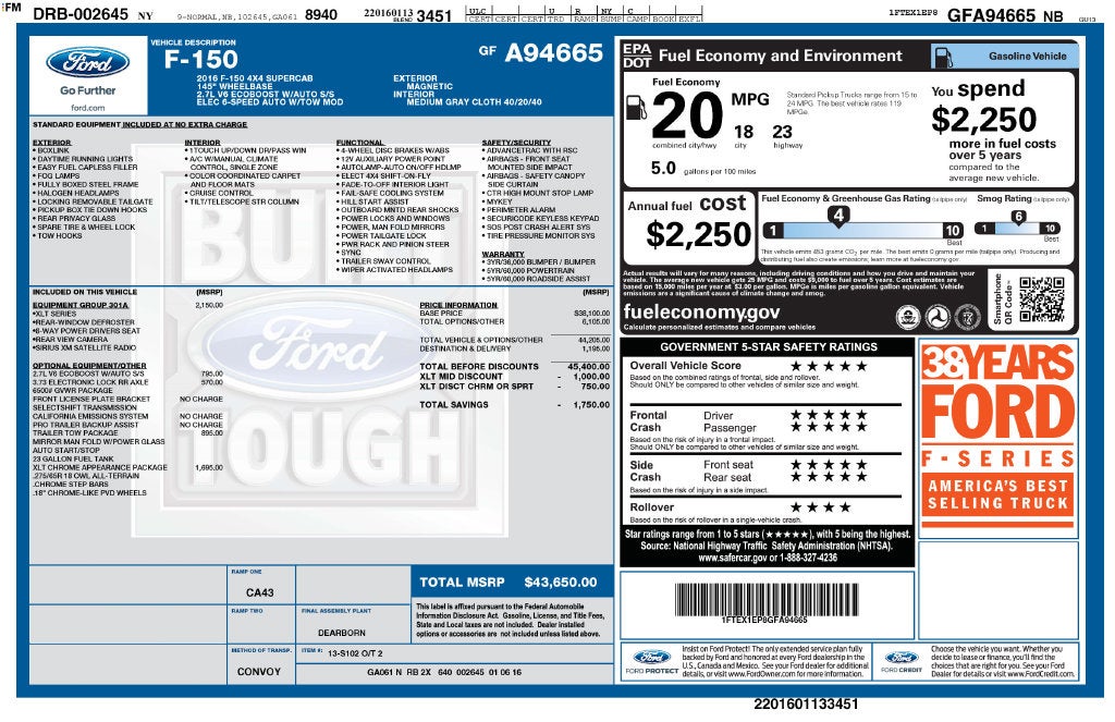 2016 Ford F-150 XLT 6-1/2' Box