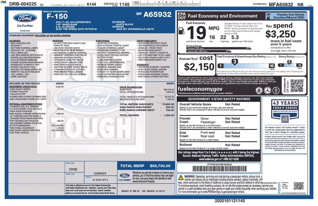 2021 Ford F-150 King Ranch 5-1/2' Box