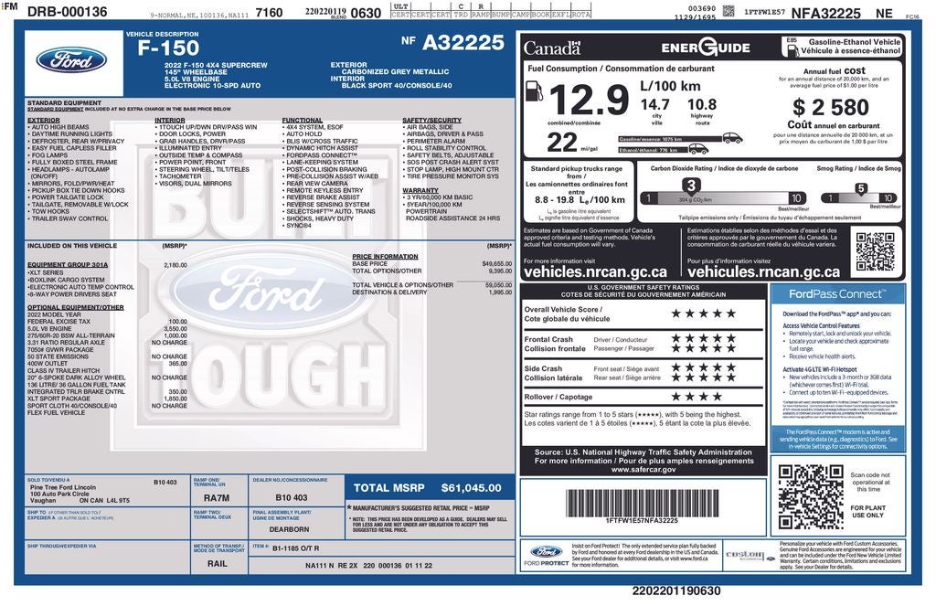 2022 Ford F-150 XLT Sport 5-1/2' Box