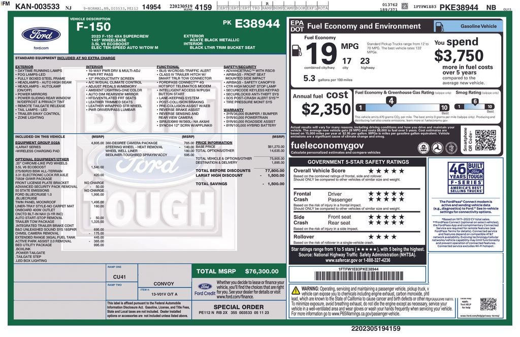 2023 Ford F-150 Lariat 5-1/2' Box