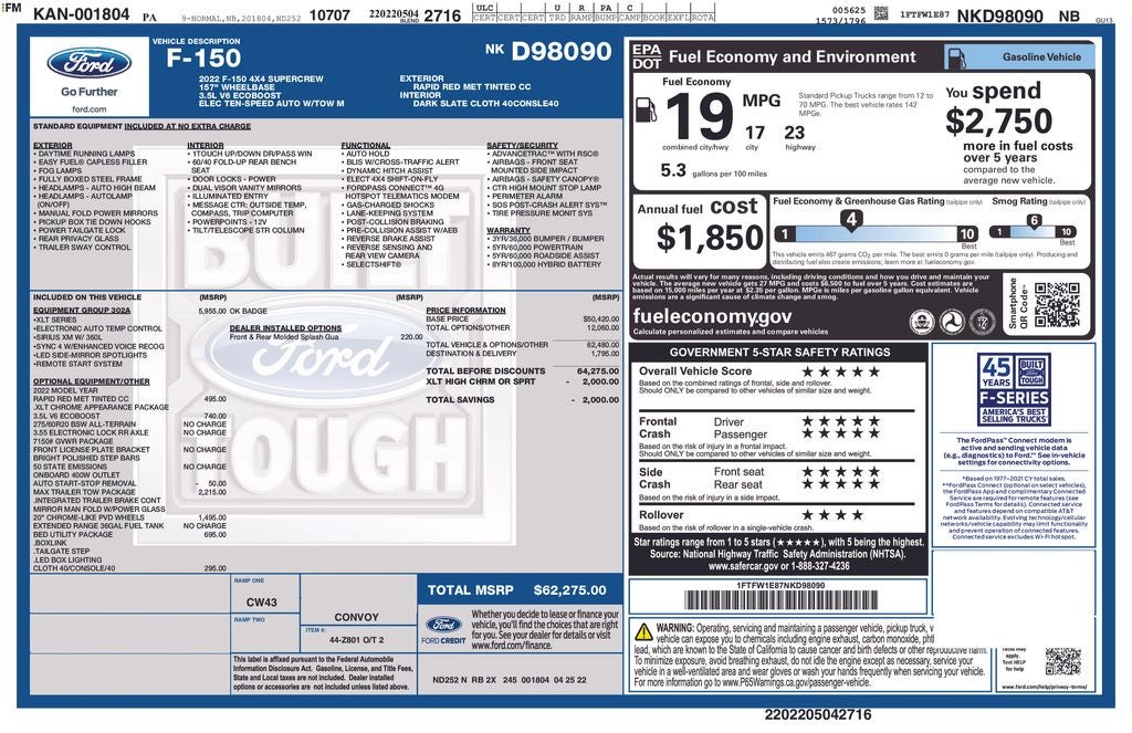 2022 Ford F-150 XLT 6-1/2' Box