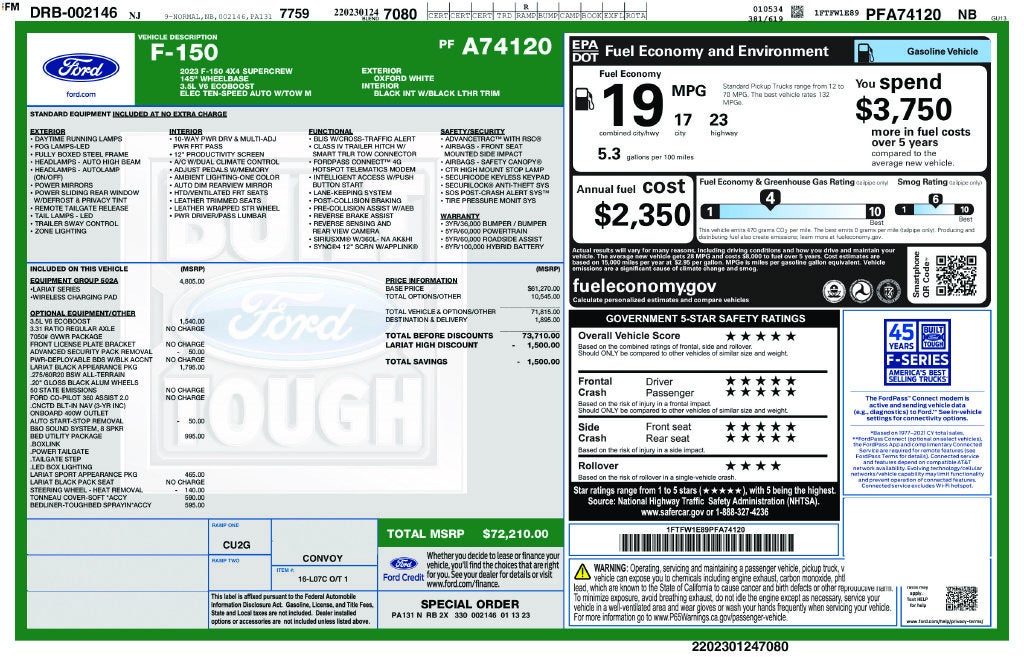 2023 Ford F-150 Lariat Sport 5-1/2' Box