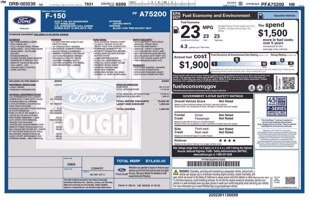 2023 Ford F-150 Lariat Sport 5-1/2' Box