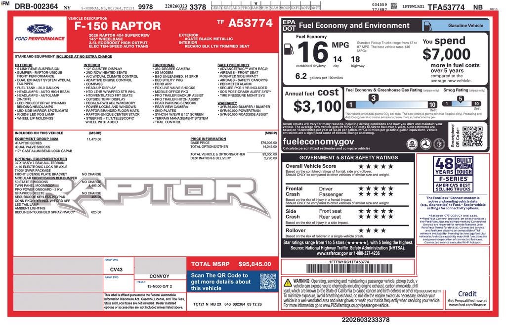 2026 Ford F-150 Raptor 37 5-1/2' Box