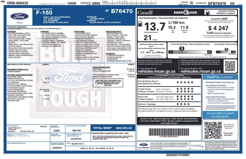 2025 Ford F-150 Tremor 5-1/2' Box