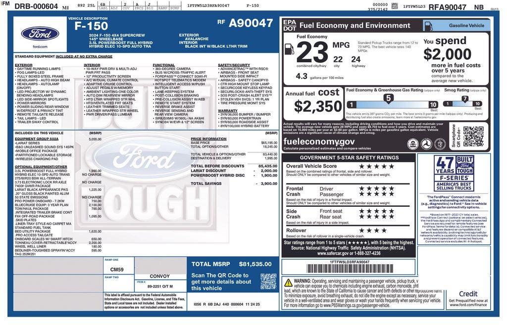 2024 Ford F-150 Lariat 5-1/2' Box