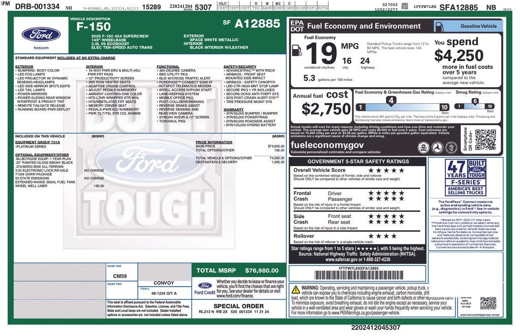 2025 Ford F-150 Platinum 5-1/2' Box