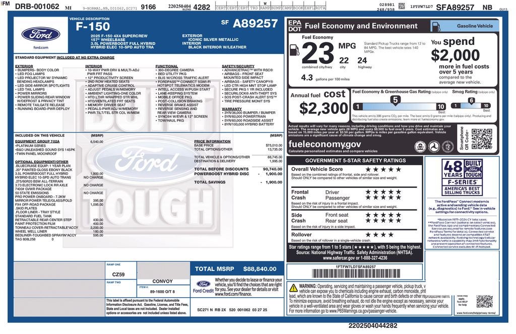 2025 Ford F-150 Platinum 6-1/2' Box