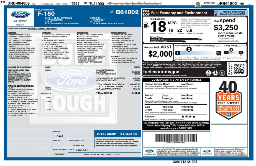 2018 Ford F-150 XLT Sport 6-1/2' Box