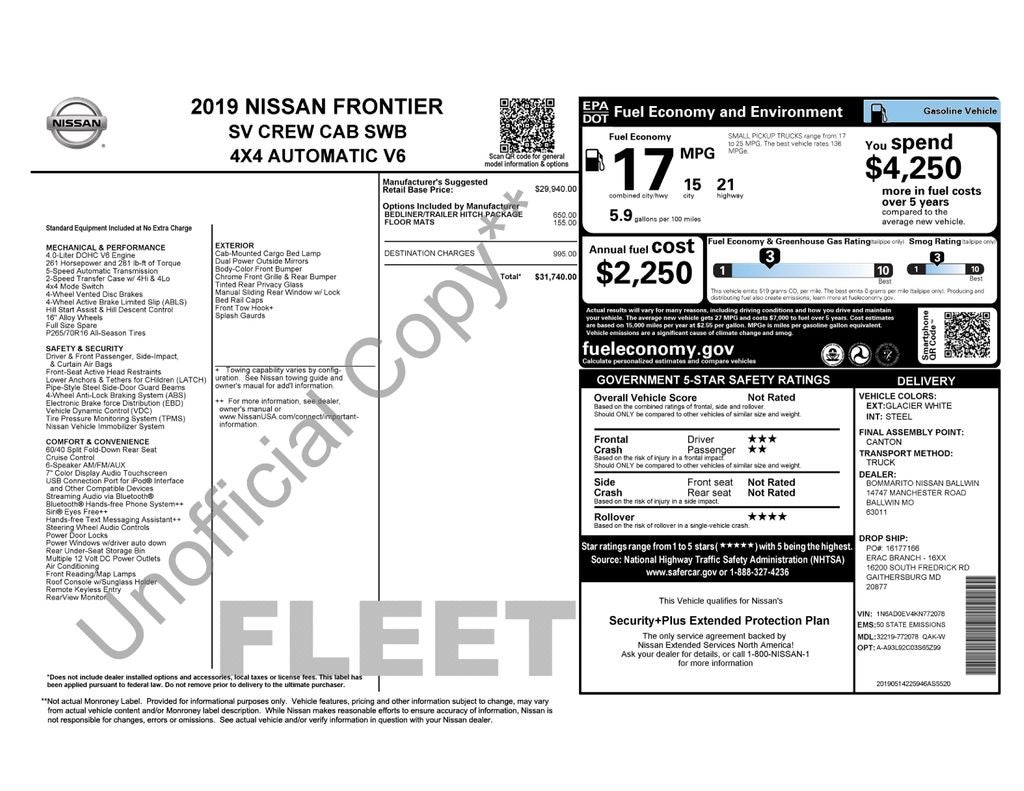 2019 Nissan Frontier SV