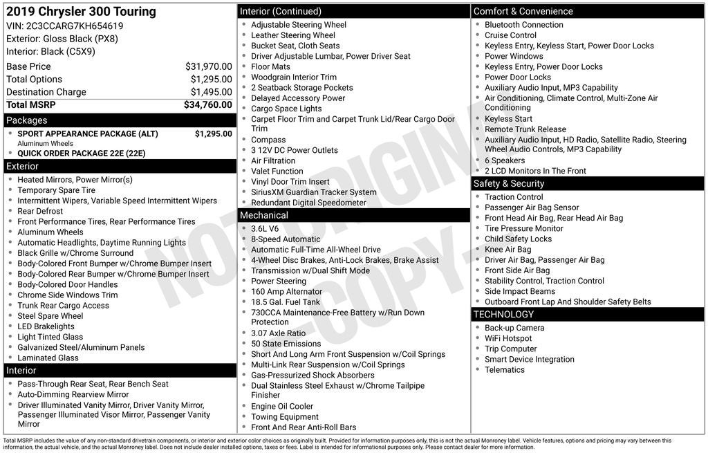 2019 Chrysler 300 Touring Sport