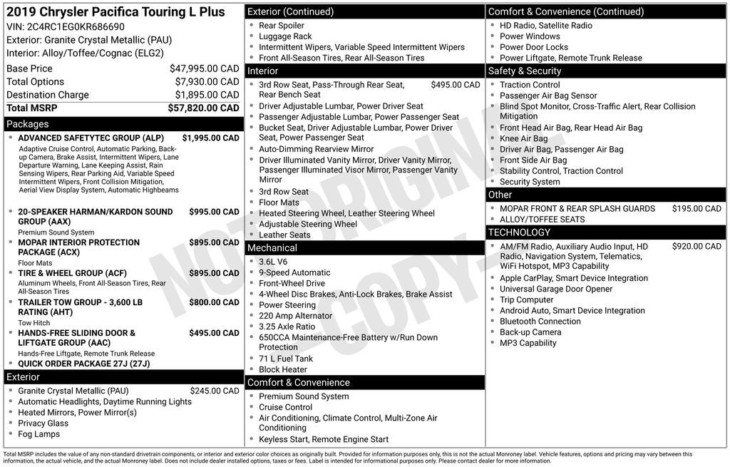 2019 Chrysler Pacifica Touring L Plus