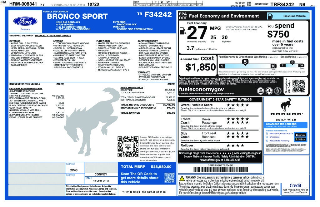 2026 Ford Bronco Sport Big Bend Bronze/Black Diamond Off Road