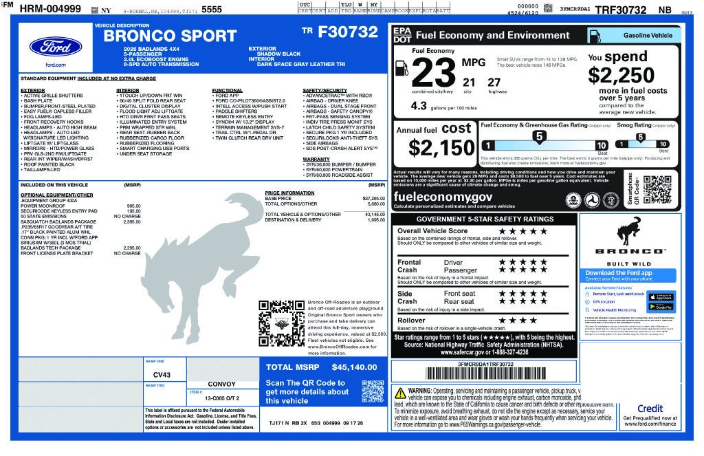 2026 Ford Bronco Sport Badlands Sasquatch
