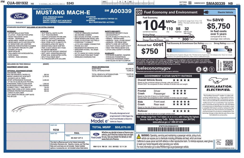 2025 Ford Mustang Mach-E Premium Sport