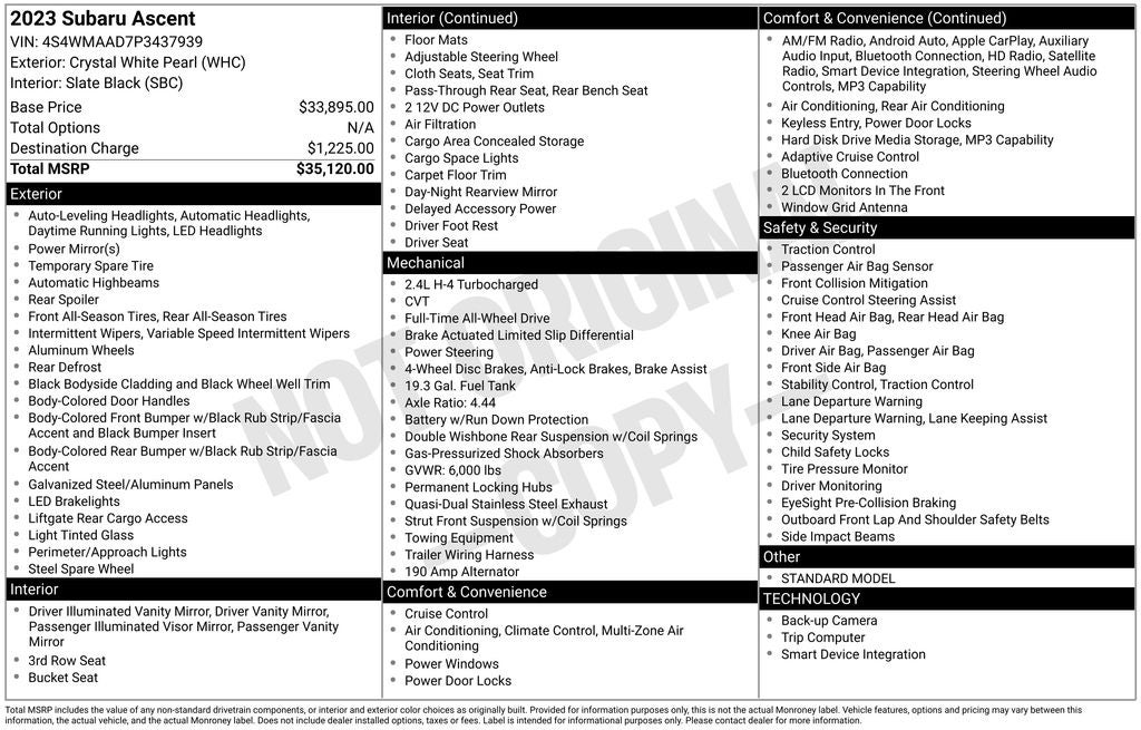 2023 Subaru Ascent Base