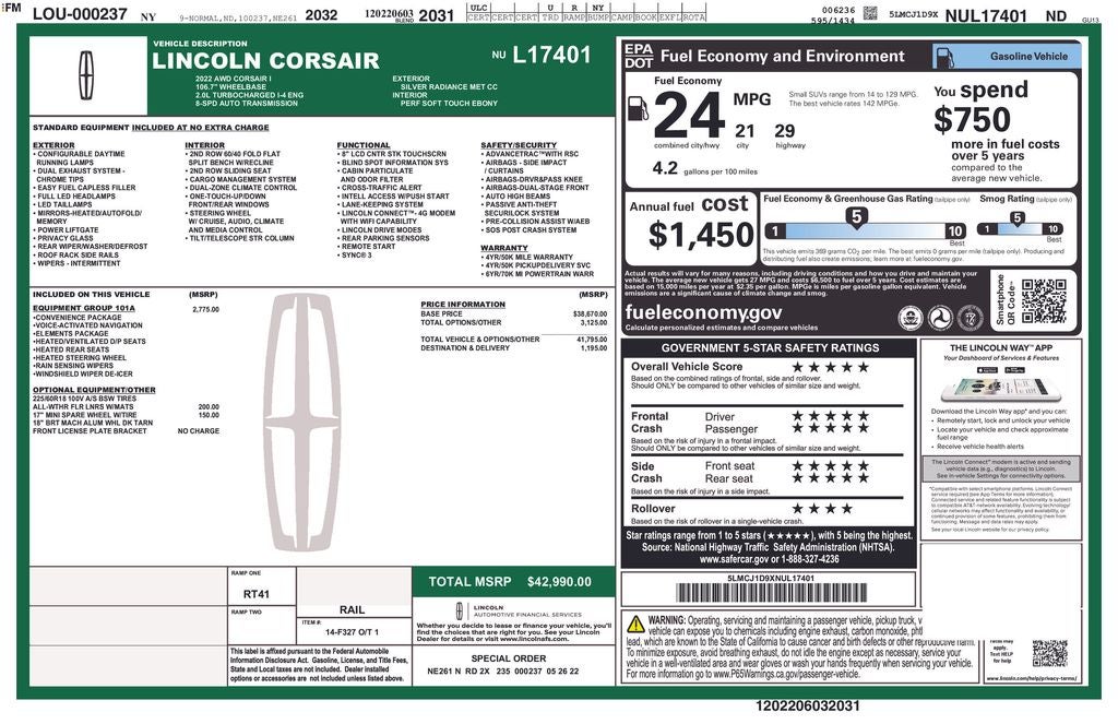 2022 Lincoln Corsair Standard