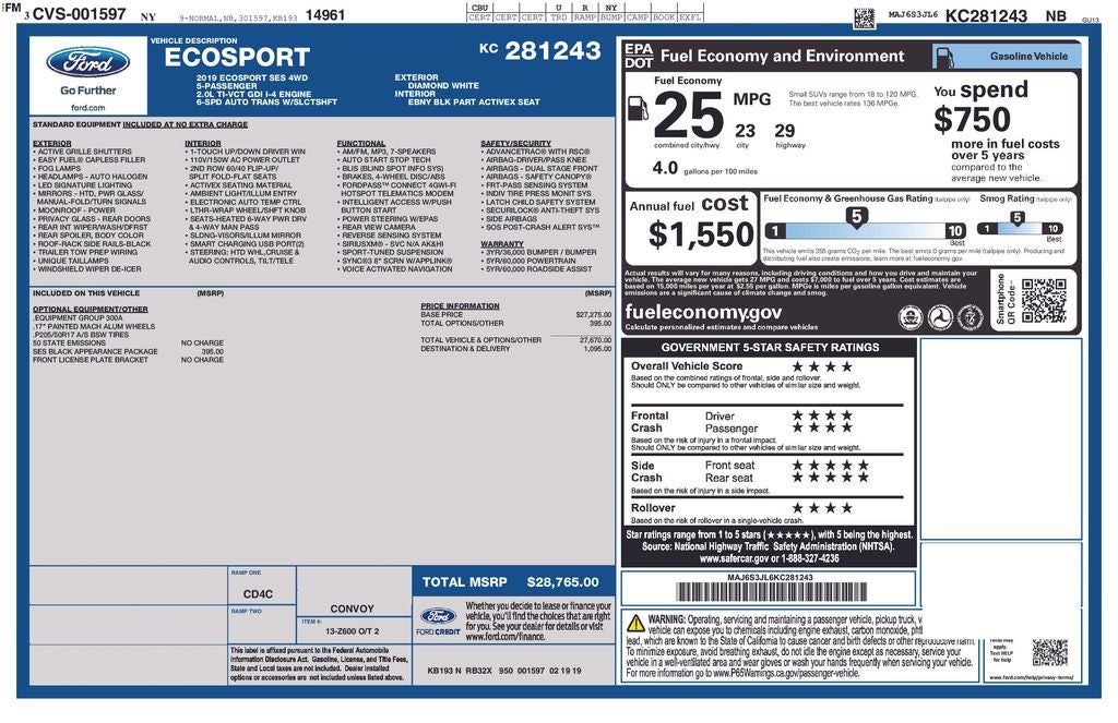 2019 Ford EcoSport SES