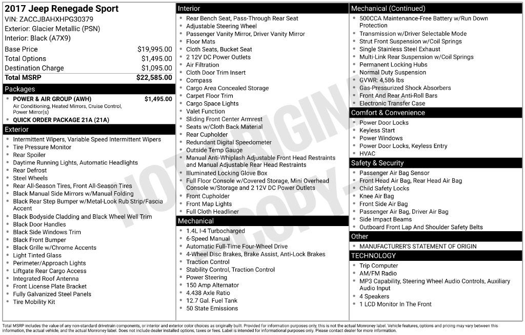 2017 Jeep Renegade Sport