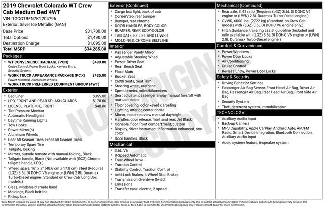 2019 Chevrolet Colorado Work Truck