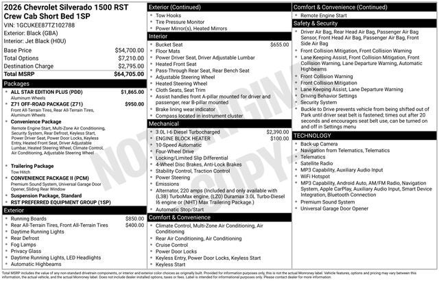 2026 Chevrolet Silverado 1500 RST Z71 All Star Plus Edition