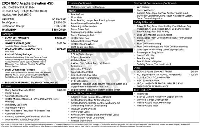 2024 GMC Acadia Elevation Black Edition
